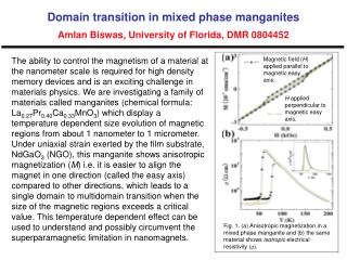 Domain transition in mixed phase manganites Amlan Biswas, University of Florida, DMR 0804452