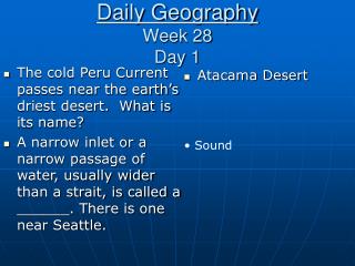 Daily Geography Week 28 Day 1
