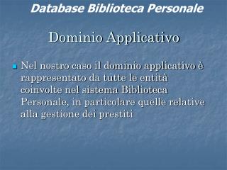 Dominio Applicativo