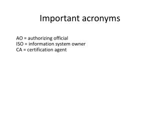 Important acronyms