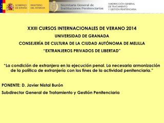 XXIII CURSOS INTERNACIONALES DE VERANO 2014 UNIVERSIDAD DE GRANADA