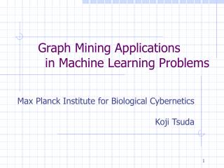 Graph Mining Applications in Machine Learning Problems