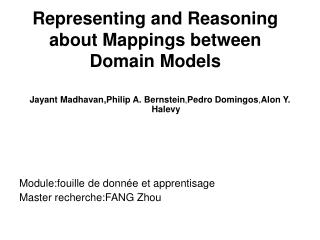 Representing and Reasoning about Mappings between Domain Models