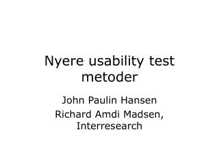 Nyere usability test metoder