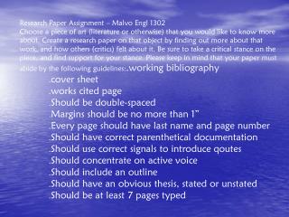 Research Paper Assignment – Malvo Engl 1302