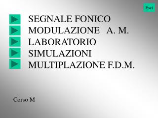 SEGNALE FONICO MODULAZIONE A. M. LABORATORIO SIMULAZIONI MULTIPLAZIONE F.D.M.