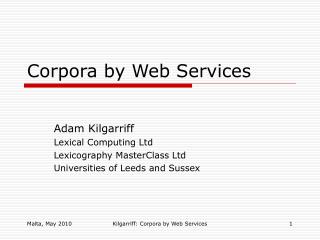 Corpora by Web Services