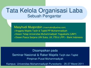 Tata Kelola Organisasi Laba Sebuah Pengantar