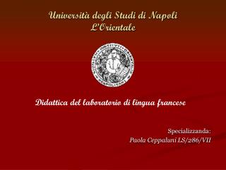 Università degli Studi di Napoli L’Orientale