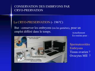 CONSERVATION DES EMBRYONS PAR CRYO-PRERVATION