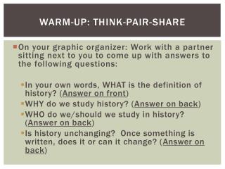 Warm-up: Think-Pair-Share