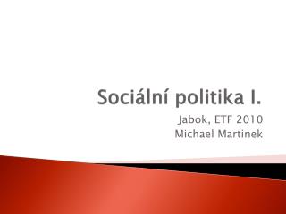 Sociální politika I.