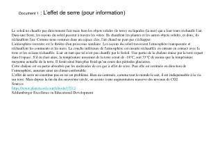 Document 1 : L’effet de serre (pour information)