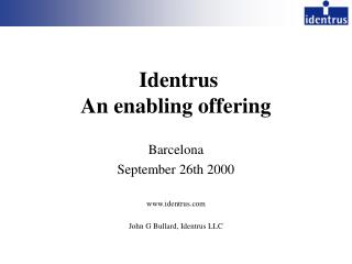 Identrus An enabling offering