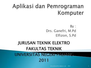 Aplikasi dan Pemrograman Komputer