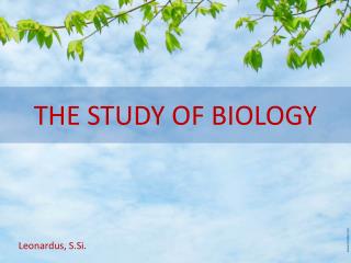 THE STUDY OF BIOLOGY