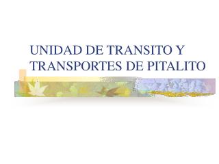 UNIDAD DE TRANSITO Y TRANSPORTES DE PITALITO