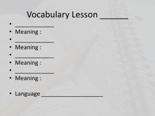Vocabulary Lesson ______