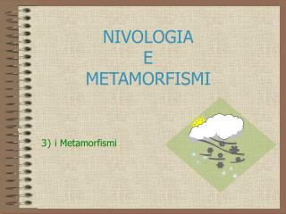 NIVOLOGIA E METAMORFISMI