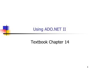 Using ADO.NET II
