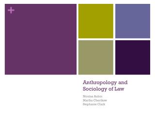Anthropology and Sociology of Law
