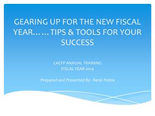 GEARING UP FOR THE NEW FISCAL YEAR……TIPS &amp; TOOLS FOR YOUR SUCCESS