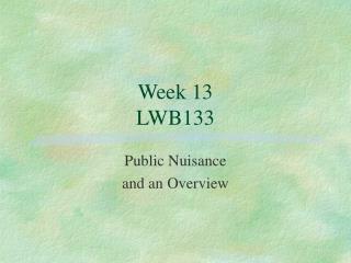 Week 13 LWB133