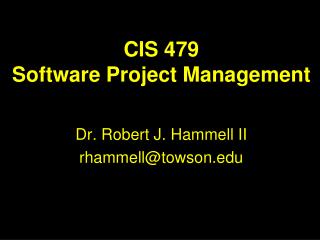 CIS 479 Software Project Management