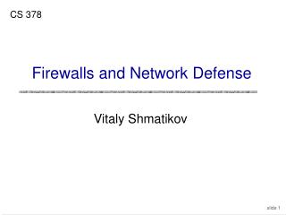 Firewalls and Network Defense