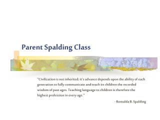 Parent Spalding Class