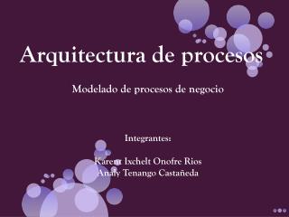 Arquitectura de procesos Modelado de procesos de negocio Integrantes :