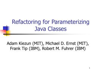 Refactoring for Parameterizing Java Classes