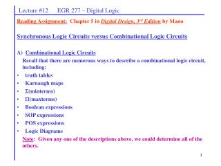 Lecture #12 EGR 277 – Digital Logic