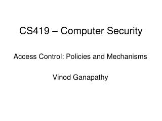 CS419 – Computer Security