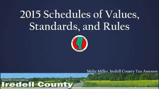 2015 Schedules of Values, Standards, and Rules