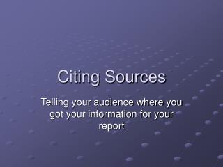 Citing Sources