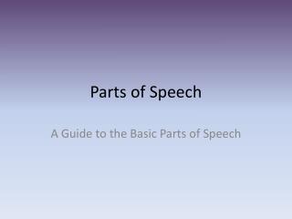 Parts of Speech