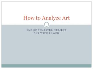 How to Analyze Art