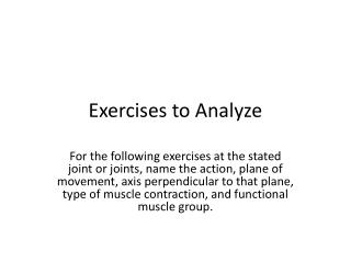 Exercises to Analyze