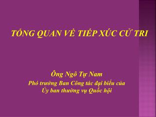 Ông Ngô Tự Nam Phó trưởng Ban Công tác đại biểu của Ủy ban thường vụ Quốc hội