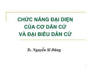 CHỨC NĂNG ĐẠI DIỆN CỦA CƠ DÂN CỬ VÀ ĐẠI BIỂU DÂN CỬ