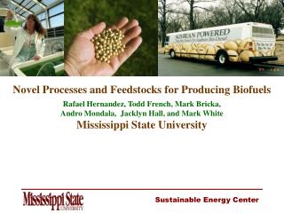 Novel Processes and Feedstocks for Producing Biofuels Rafael Hernandez, Todd French, Mark Bricka,
