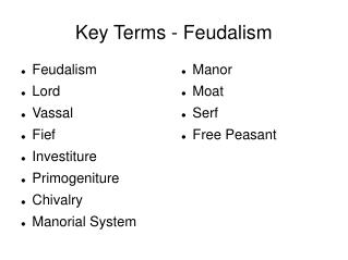 Key Terms - Feudalism