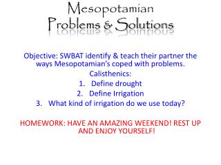 Mesopotamian Problems &amp; Solutions