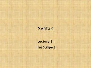 Syntax