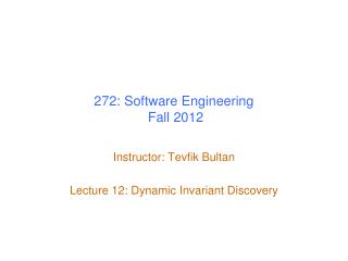 272: Software Engineering Fall 2012