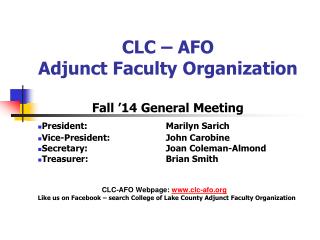 CLC – AFO Adjunct Faculty Organization