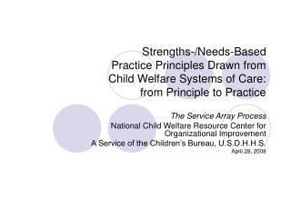 The Service Array Process National Child Welfare Resource Center for Organizational Improvement