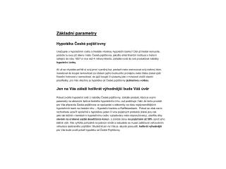 Základní parametry Hypotéka České pojišťovny