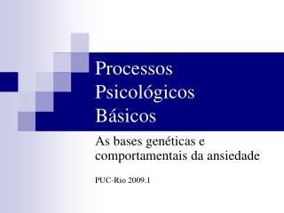 Processos Psicológicos Básicos